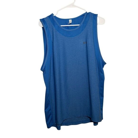 Under Armour Tank Top Women's XL Blue Sleeveless Mesh Muscle Athletic Heatgear - Picture 1 of 9
